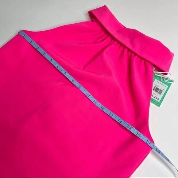 NEW Sail To Sable Barbie Pink 60s Retro Button Cowl Neck Sleeveless Mini Dress - Picture 13 of 15